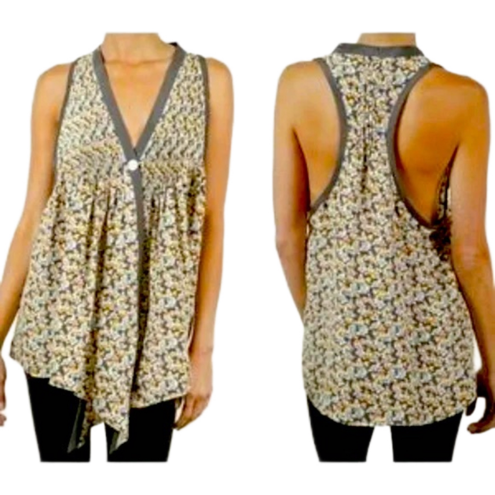 Elizabeth & James Silk Ditsy Floral Racerback Sleeveless Tank Top Womens Size XS